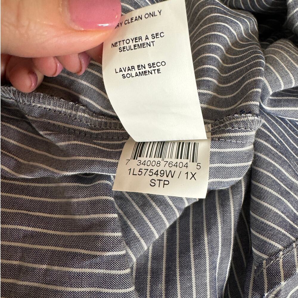 NWT Karen Kane Plus 1X Blue & White Stripe Lace Cuff Bell Sleeve Top - Picture 10 of 10